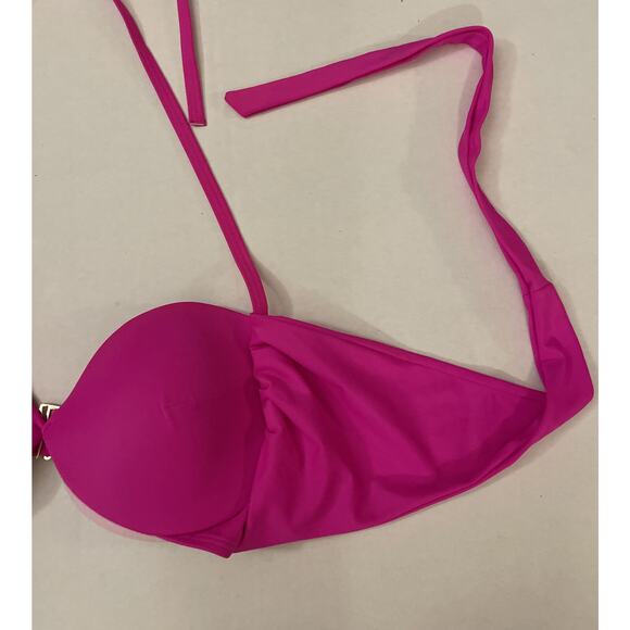 Victoria's Secret Women's Size 32DD Solid Pink Wrap Tie Around Bikini Top - EUC - Picture 6 of 11